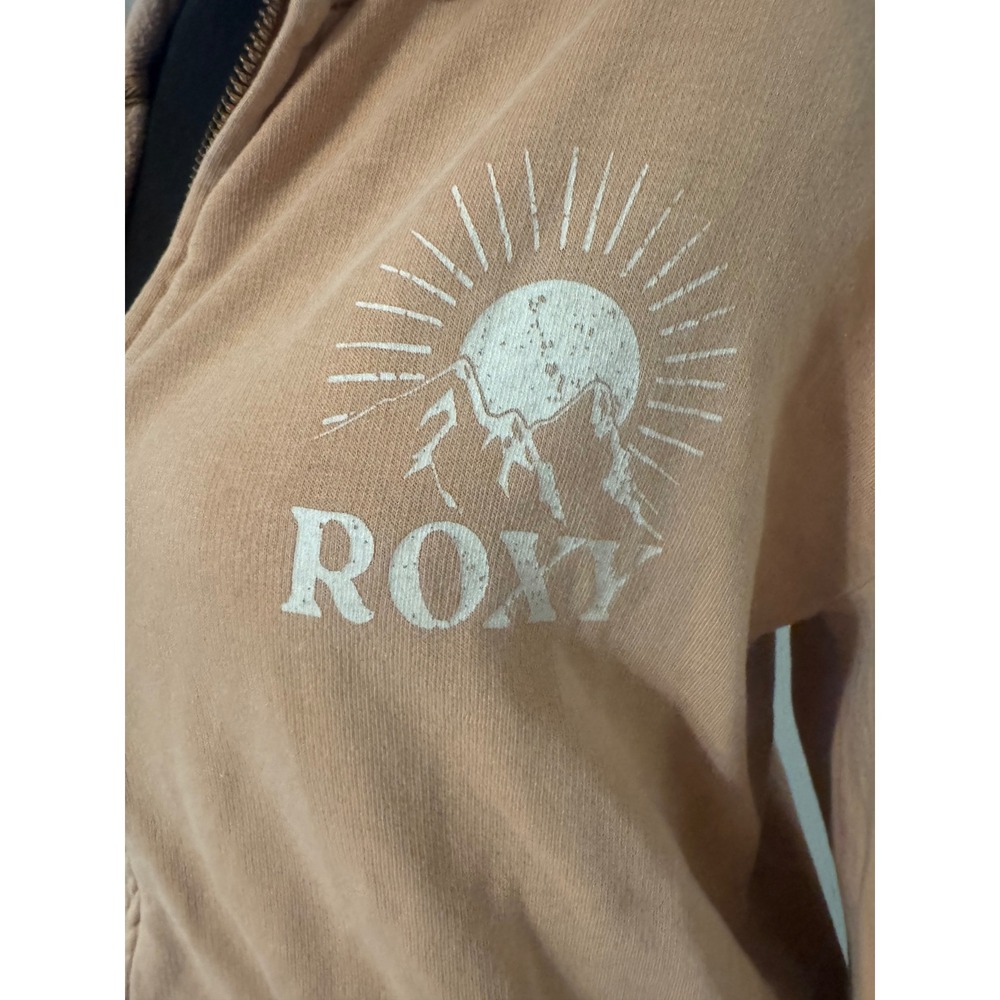 Y2k Roxy Womens Sunny Days Ahead Zip Up Hoodie Peach Orange Graphic No sring